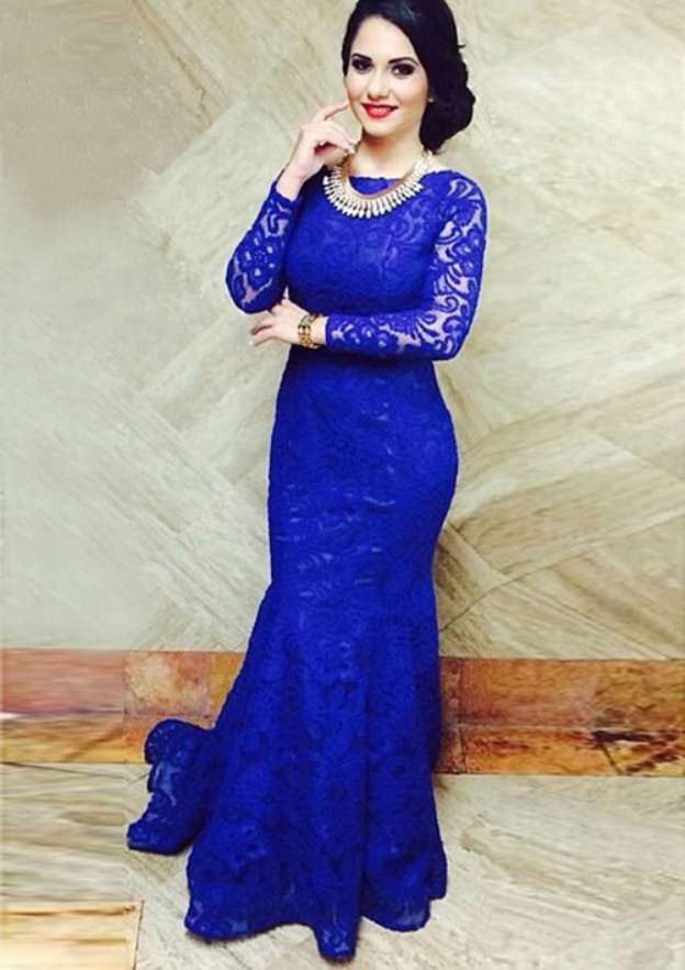 Teal Bateau Neck Long Sleeves Sheath Mother of the Bride Dress