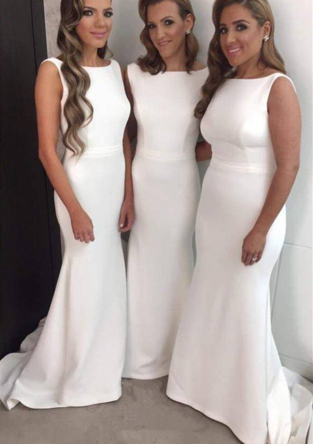 Satin Corsage Scuba Crepe Retract Your Waist Bridesmaids Maxi Dress