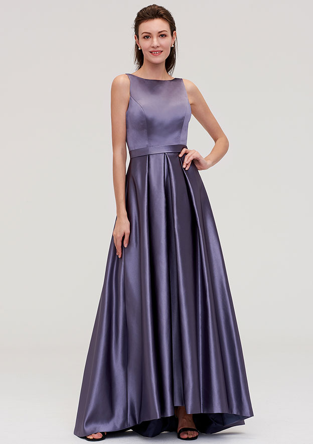 A-Line/Princess Strapless Sleeveless Pleats Short Satin Bridesmaid Dresses main image 0