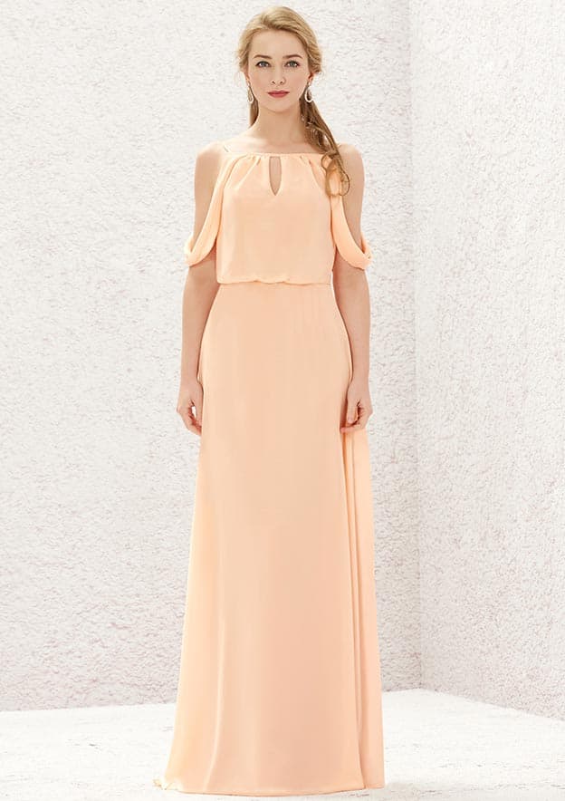 Square Neck Sheath Chiffon Bridesmaid Dress with Bow in Merlot