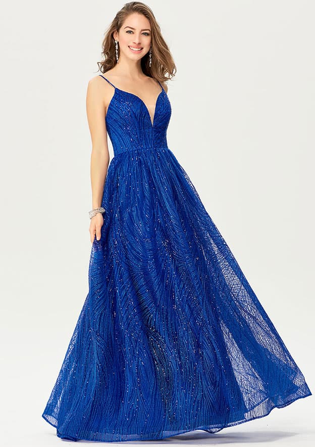 A-Line/Elegant Sleeveless V-neck Elastic Woven Satin Ruched Floor-Length Prom Dresses main image 0