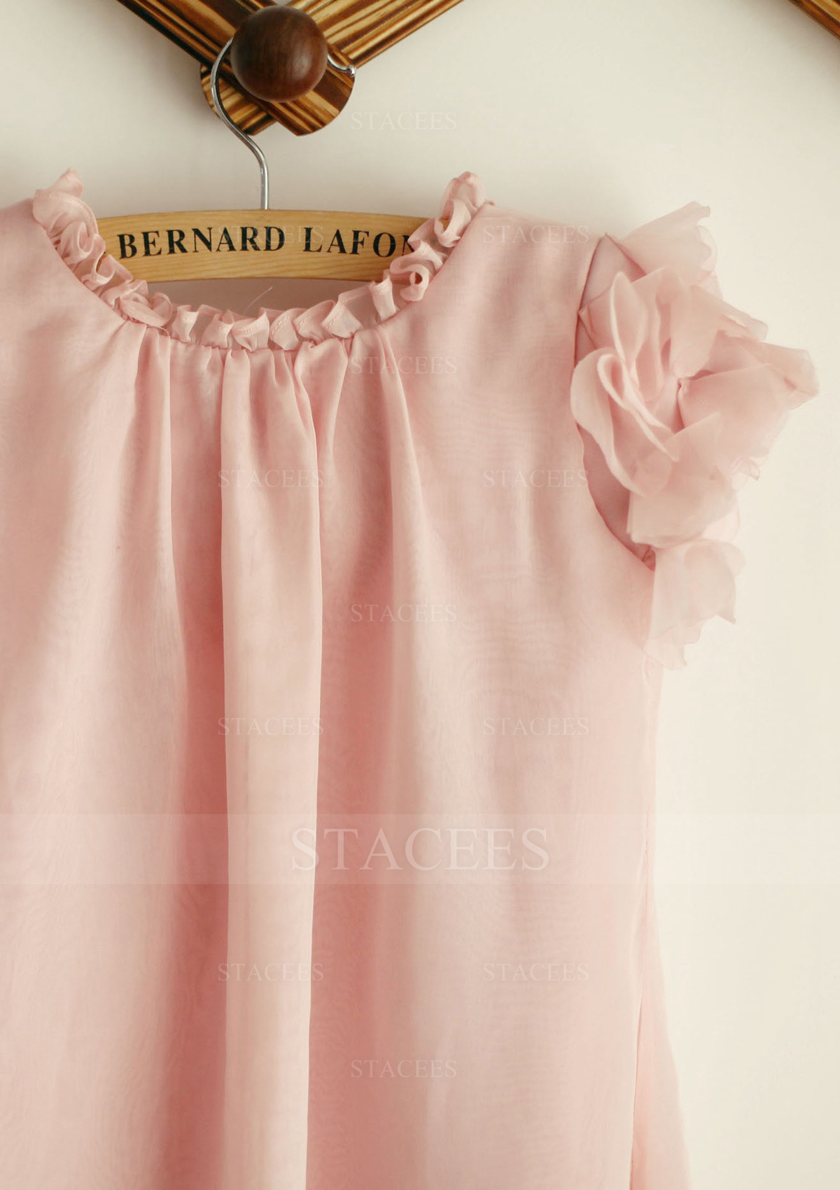Short Sleeve Scoop Neck Tea-Length Chiffon Flower Girl Dress - Flower Girl  Dresses - Stacees