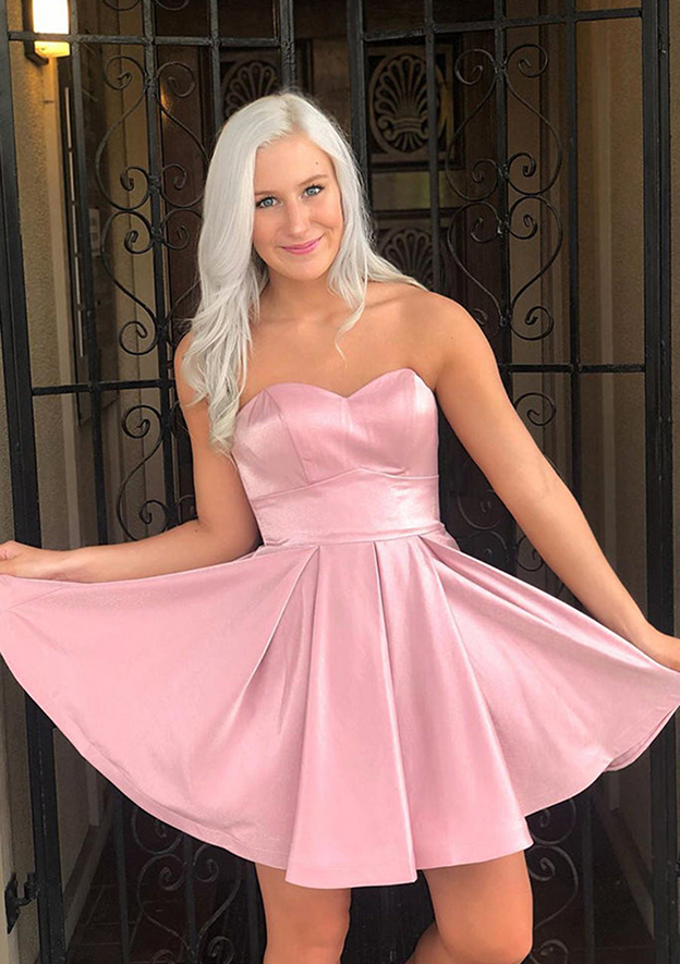 Cute Satin Dots A Line Short Homecoming Dress 21th Birthday Outfits SP149
