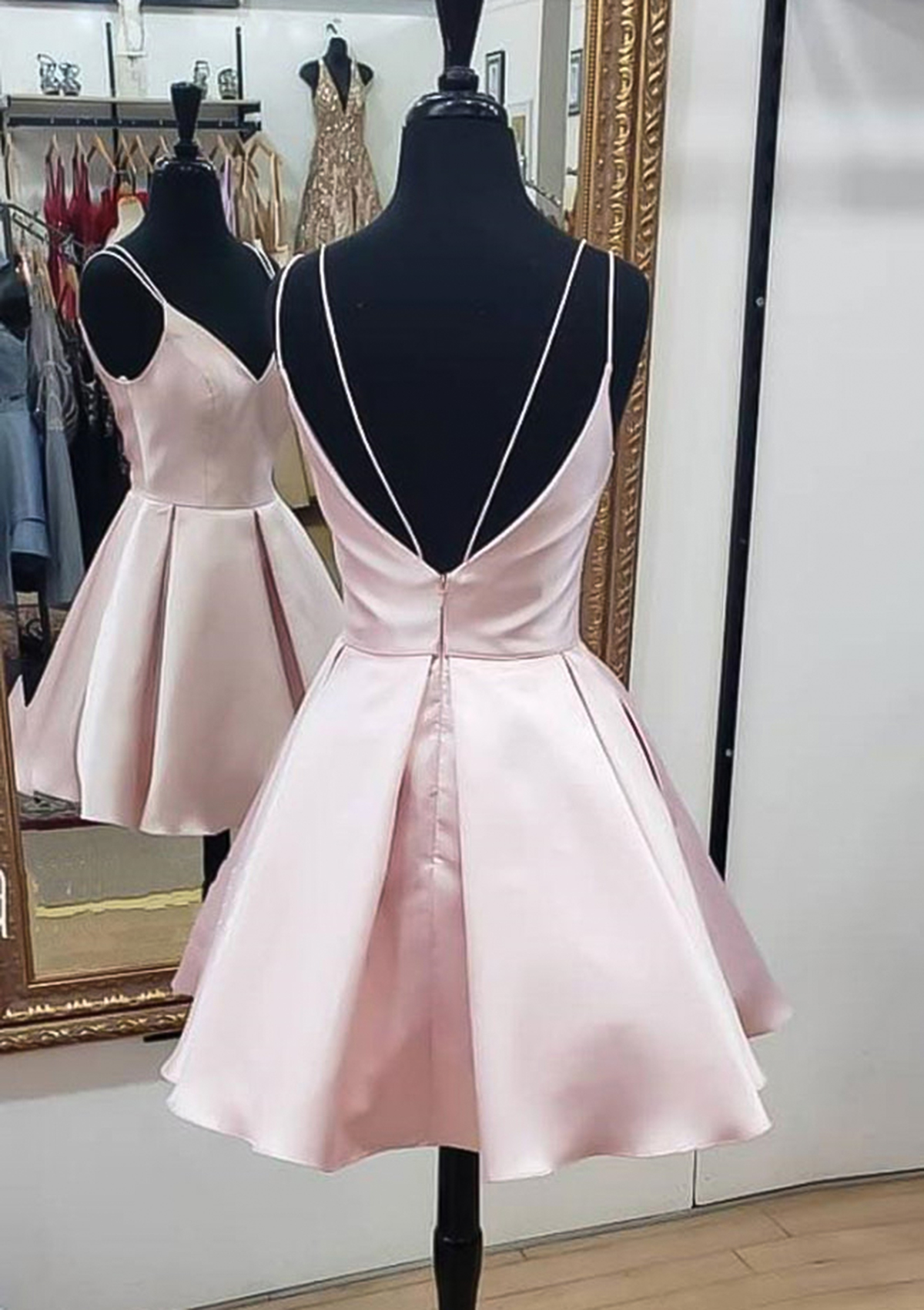sachin and babi light blue dress Pink Homecoming Dresses,Modest Homecoming Dress,Short Homecoming Dress main image 0
