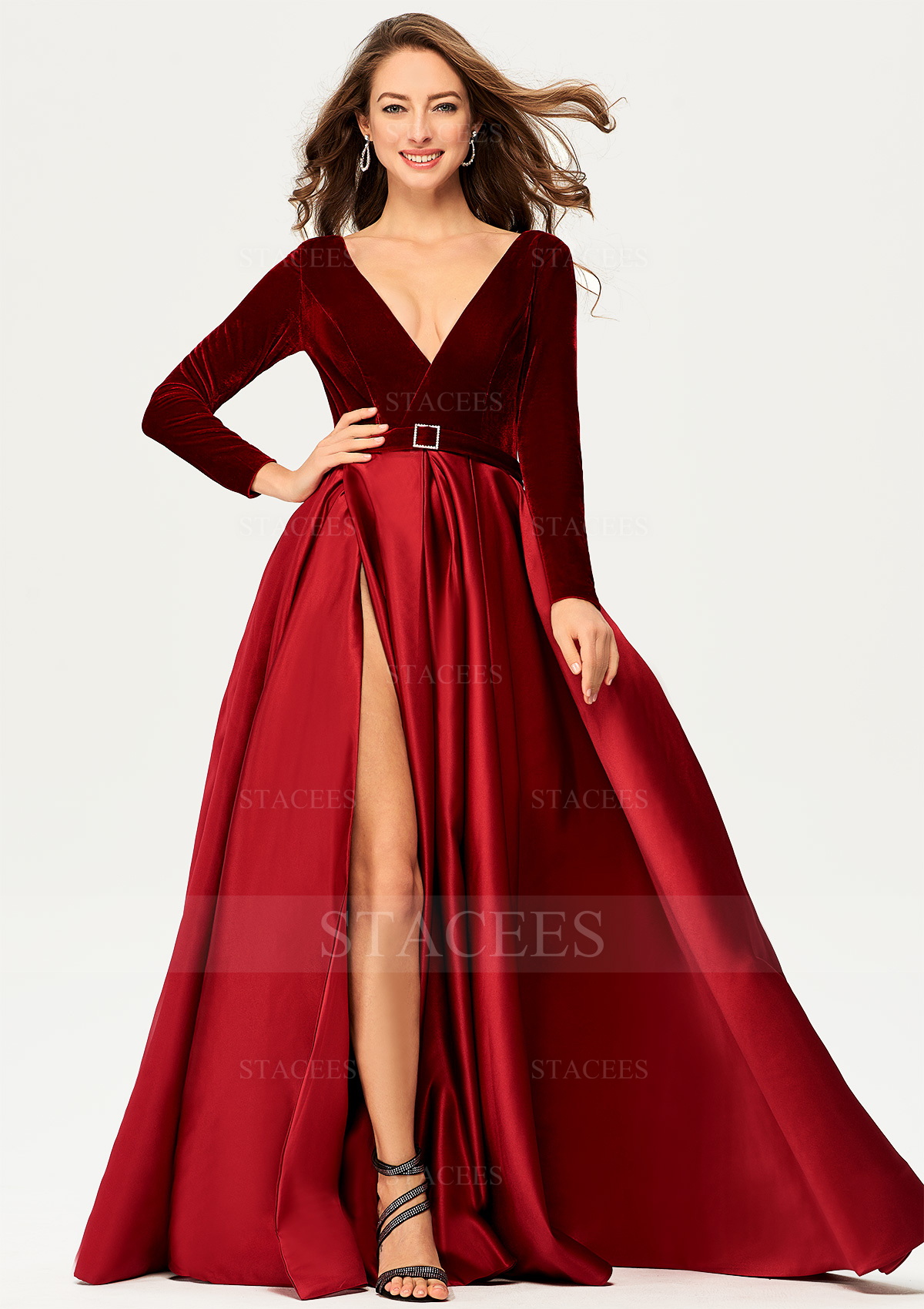 black long sleeve long evening dress Black Open Back Maxi Dress With Long Sleeves