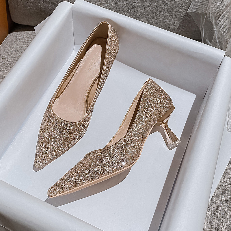 Bridal Shoes Sparkly Mid Heel Shoes Heel Sandals Sparkling Wedding