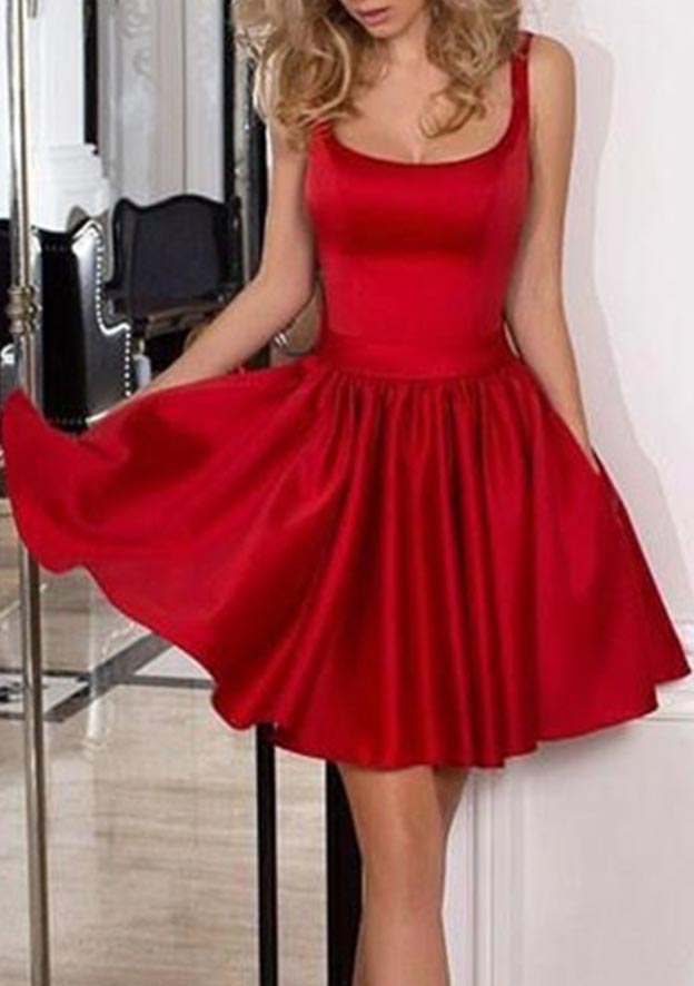 Fashionable Square Neck Sleeveless Short Homecoming Dress