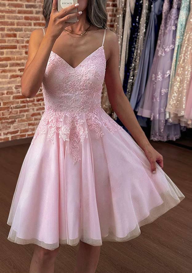 Exquisite Aline appliqued Short Tulle Dress