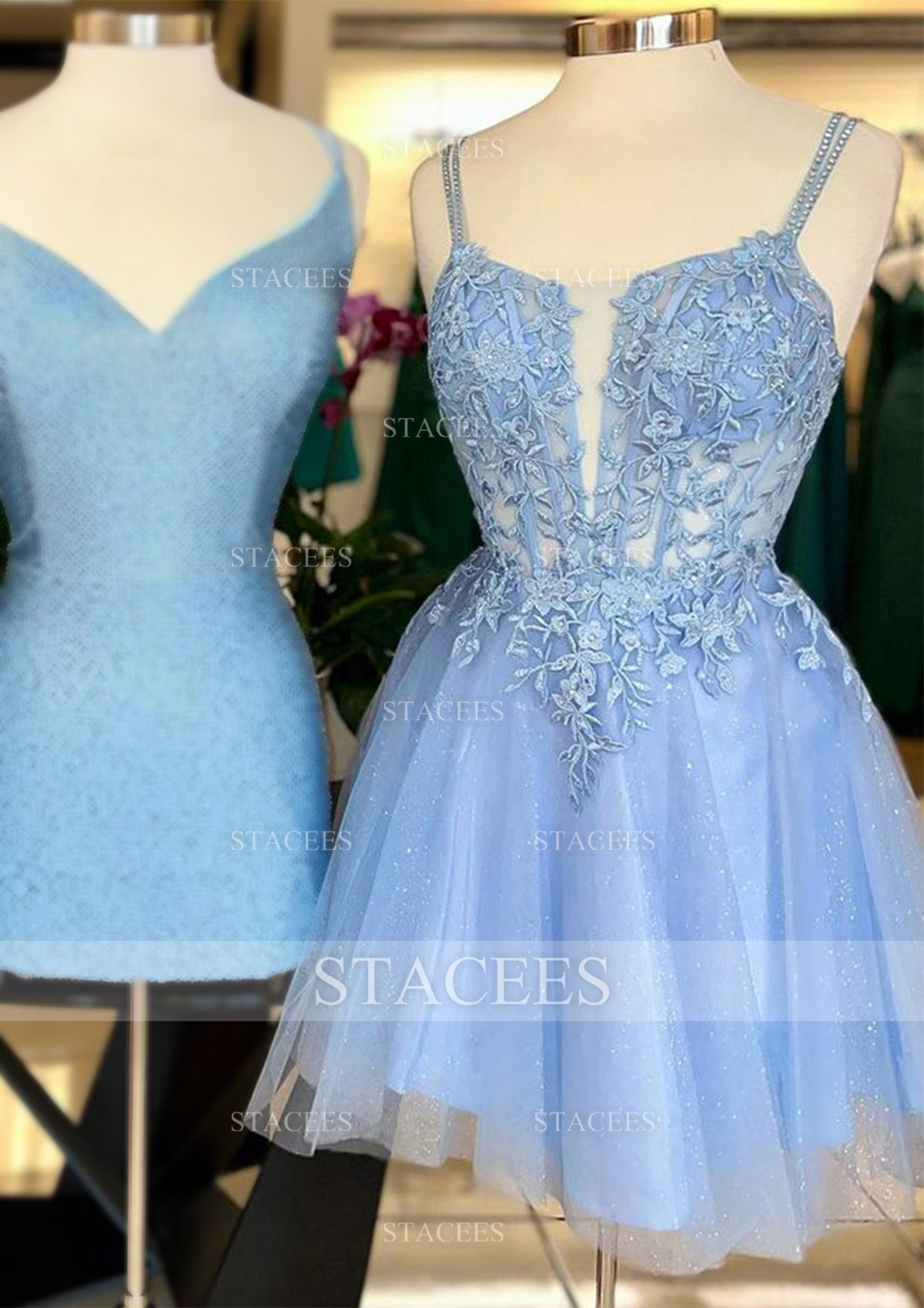 homecoming dress 2008 Light Blue Sequined Embroidery Tight Corset Homecoming Dress PD562 Custom Size / Light Blue main image 1