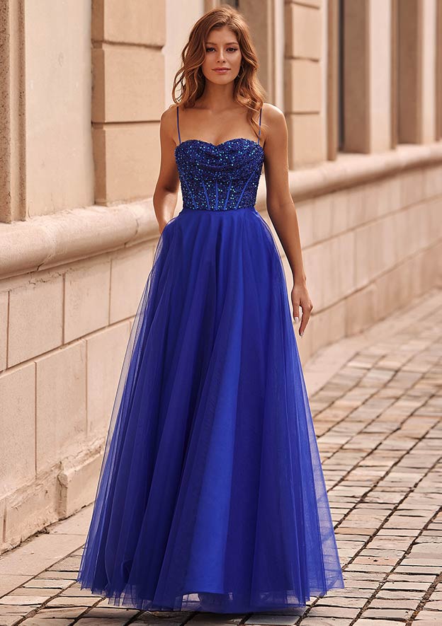 open lace back dress Poly USA 9410 Applique Sleeveless Layered Slit Gown