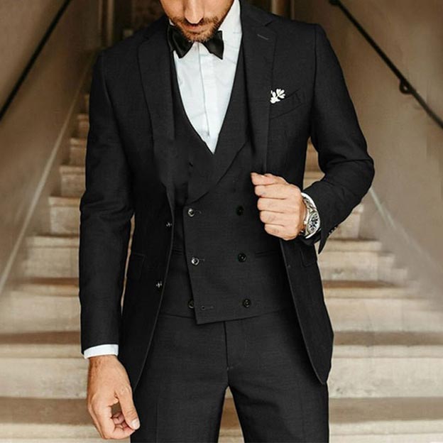 Notch Lapel Single Breasted 3 Piece Men's Wedding Suit 