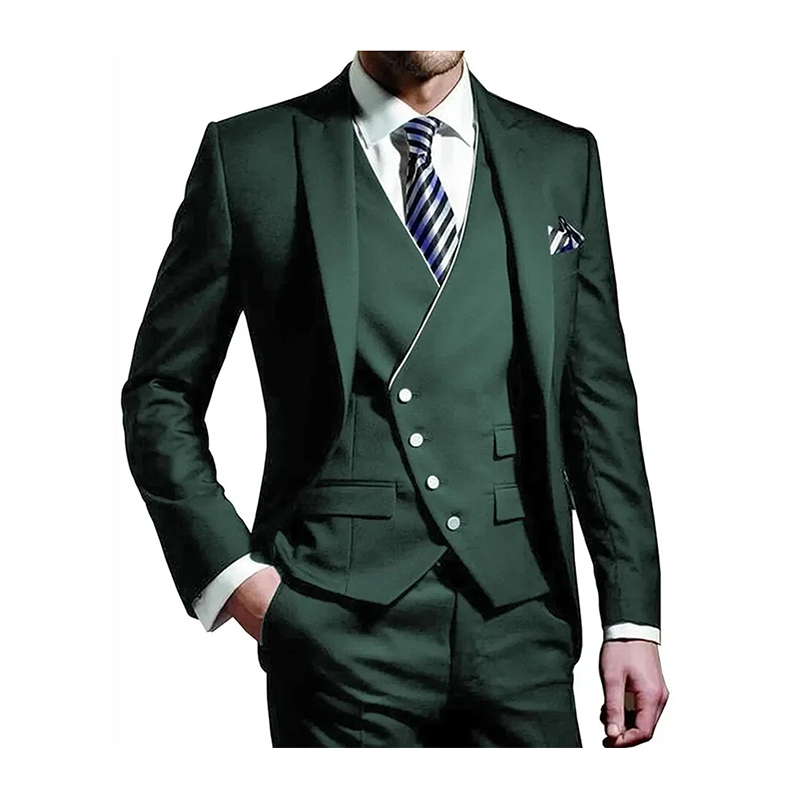 Peak Lapel 3 Piece Single Breasted Men's Wedding Suit