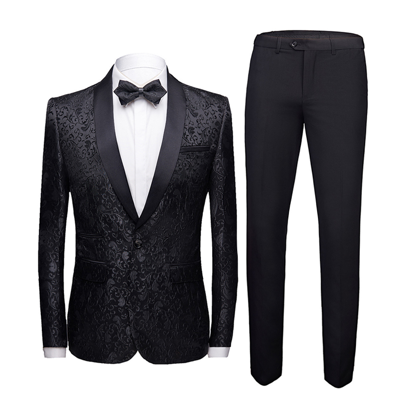 Revers châle simple boutonnage 2 pièces costume homme pour mariage