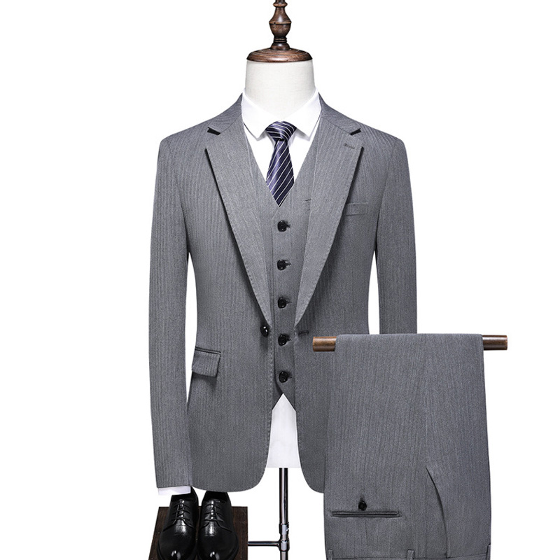 Revers cranté simple boutonnage 3 pièces costume homme pour mariage