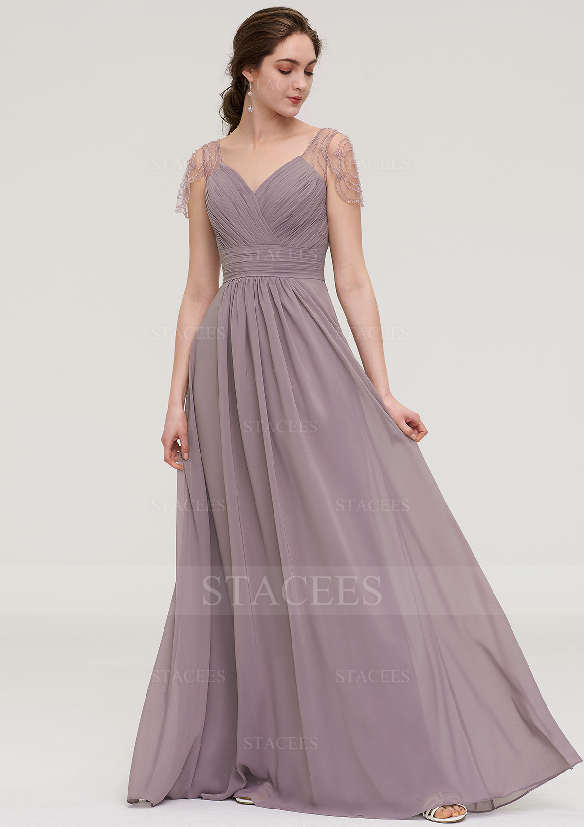 Chiffon Bridesmaid Dress A-line/Princess Sweetheart Long/Floor-Length With Pleated Beading