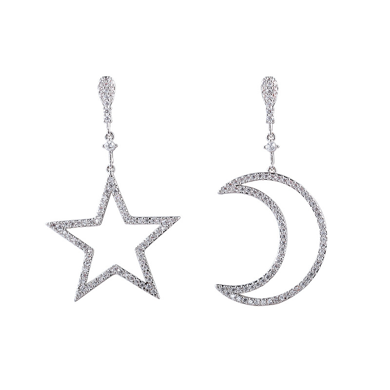 Luxurious Romantic Female Copper S925 Silver Earrings with Cubic Zirconia