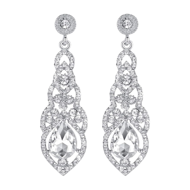Romantique brillant alliage boucles d'oreilles avec strass