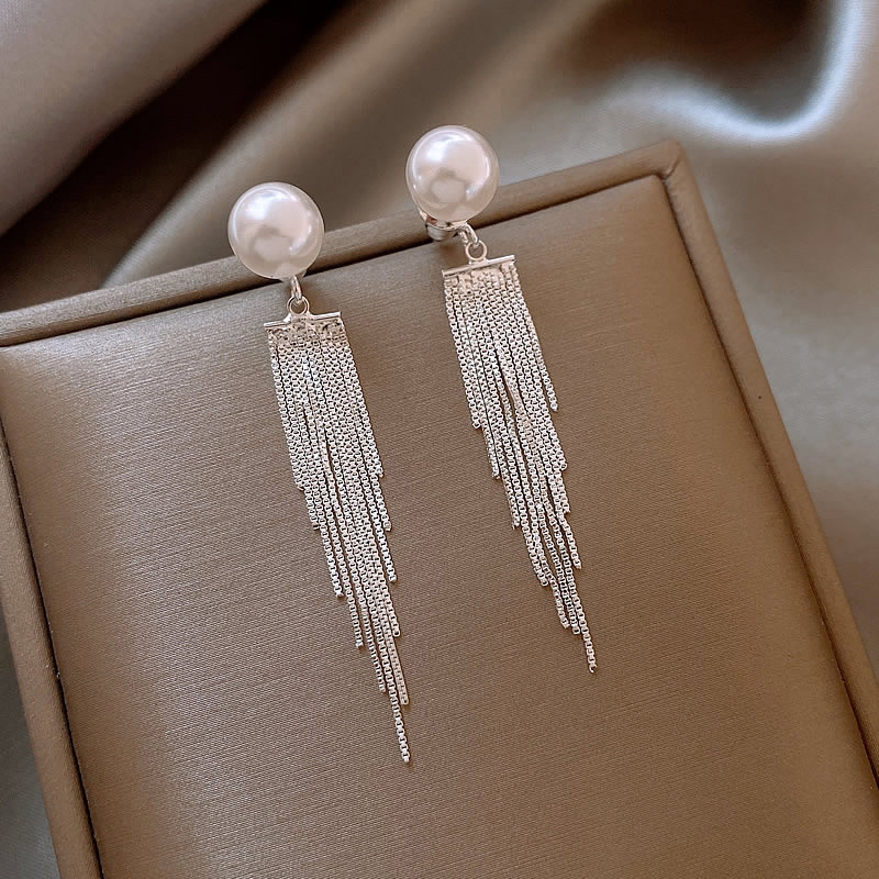 Stylish Fashionable Female Alloy Earrings with Imitation Pearls