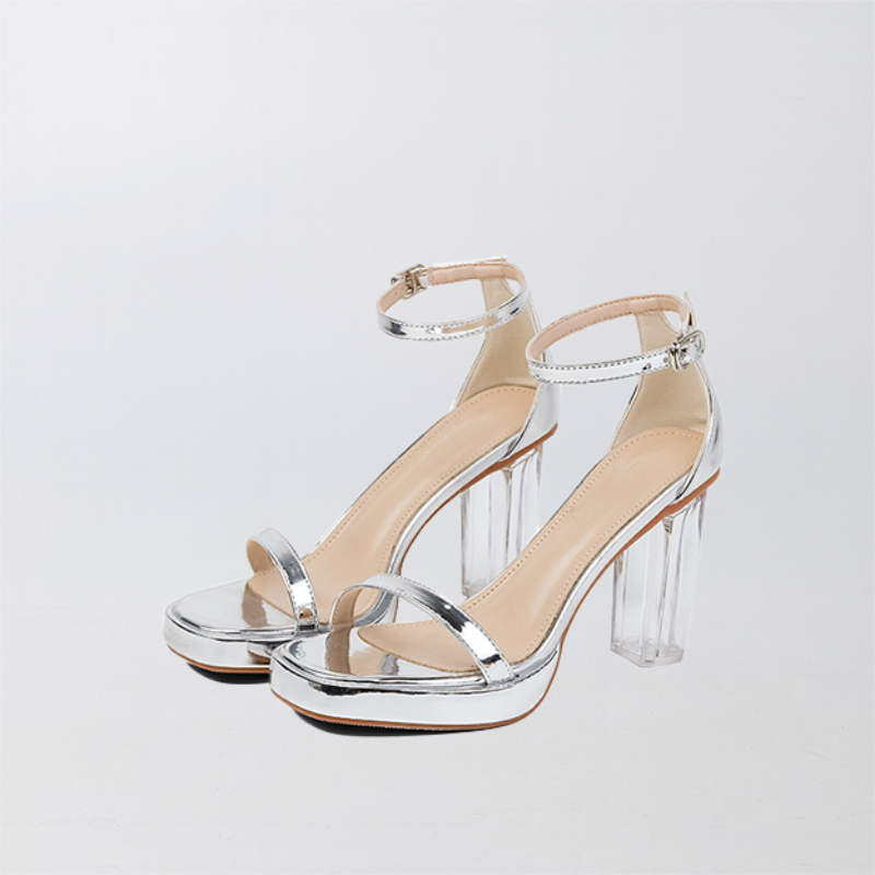 Square Toe Heels Patent Leather with Ankle Strap Buckle Women's Party & Evening Prom Shoes