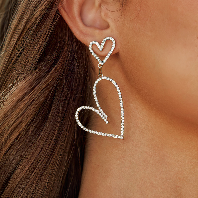 Sweet Unique Girls' Alloy Heart Earrings with Rhinestone