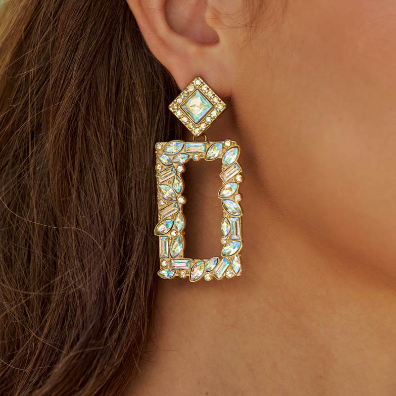 Beautiful Stylish Ladies' Alloy Earrings with Cubic Zirconia Rhinestone