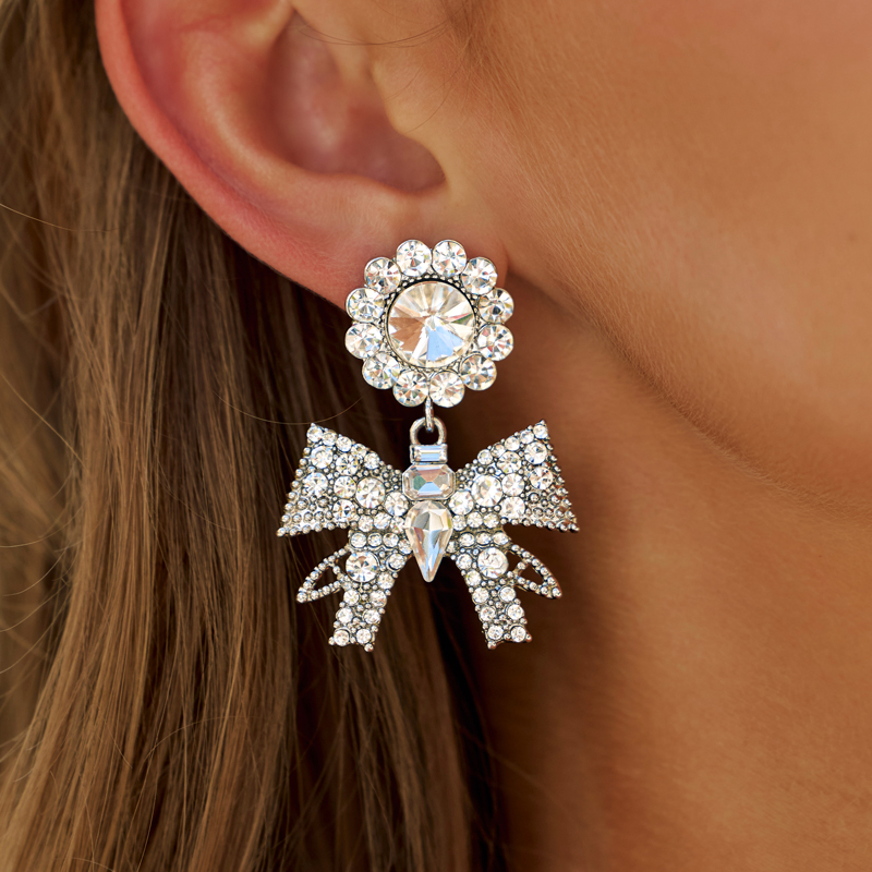 Sparking Charm Ladies' Alloy Earrings with Rhinestone