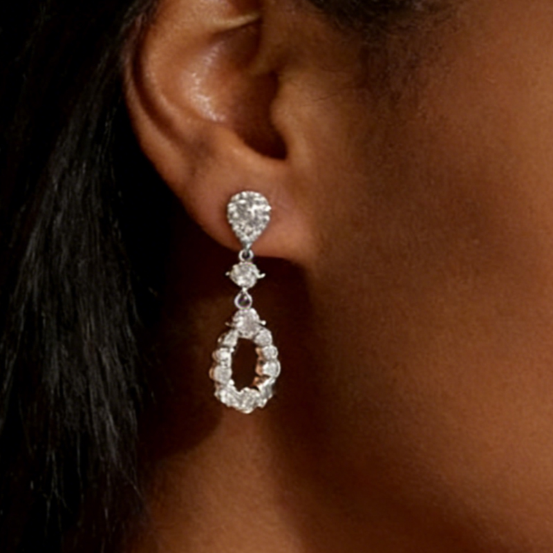 Charming Stylish Female Alloy Drops Earrings with Cubic Zirconia