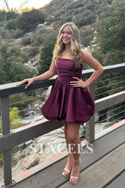 A-line Princess Satin Short/Mini Homecoming Dress with