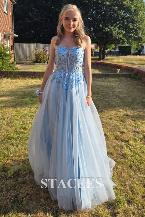strapless open back dress Long Beaded Faux-Wrap Prom Dress with Strappy Back Black / 4 main image 0