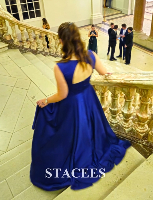 satin cowl neck bridesmaid dress Serene Hill Royal Blue Satin Evening Dresses Gowns 2025 Beaded Elegant Mermaid For Women Wedding Party LA71471